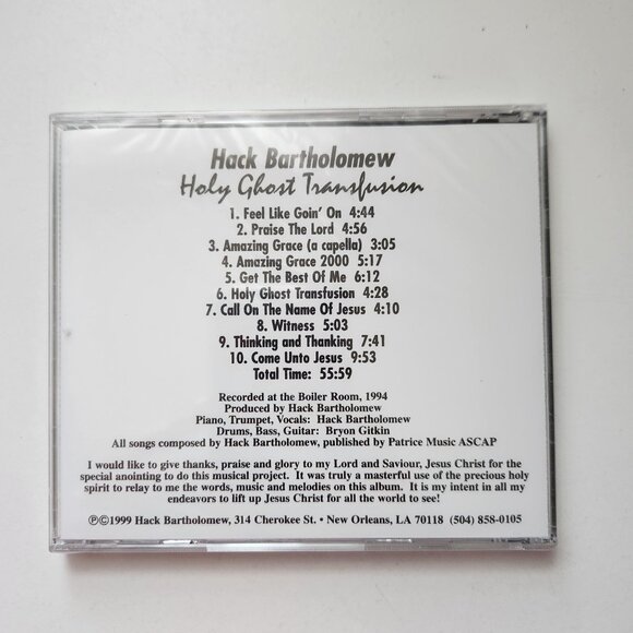 Hack Bartholomew "Holy Ghost Transfusion" Gospel CD Album, Vintage, SEALED - Picture 2 of 5